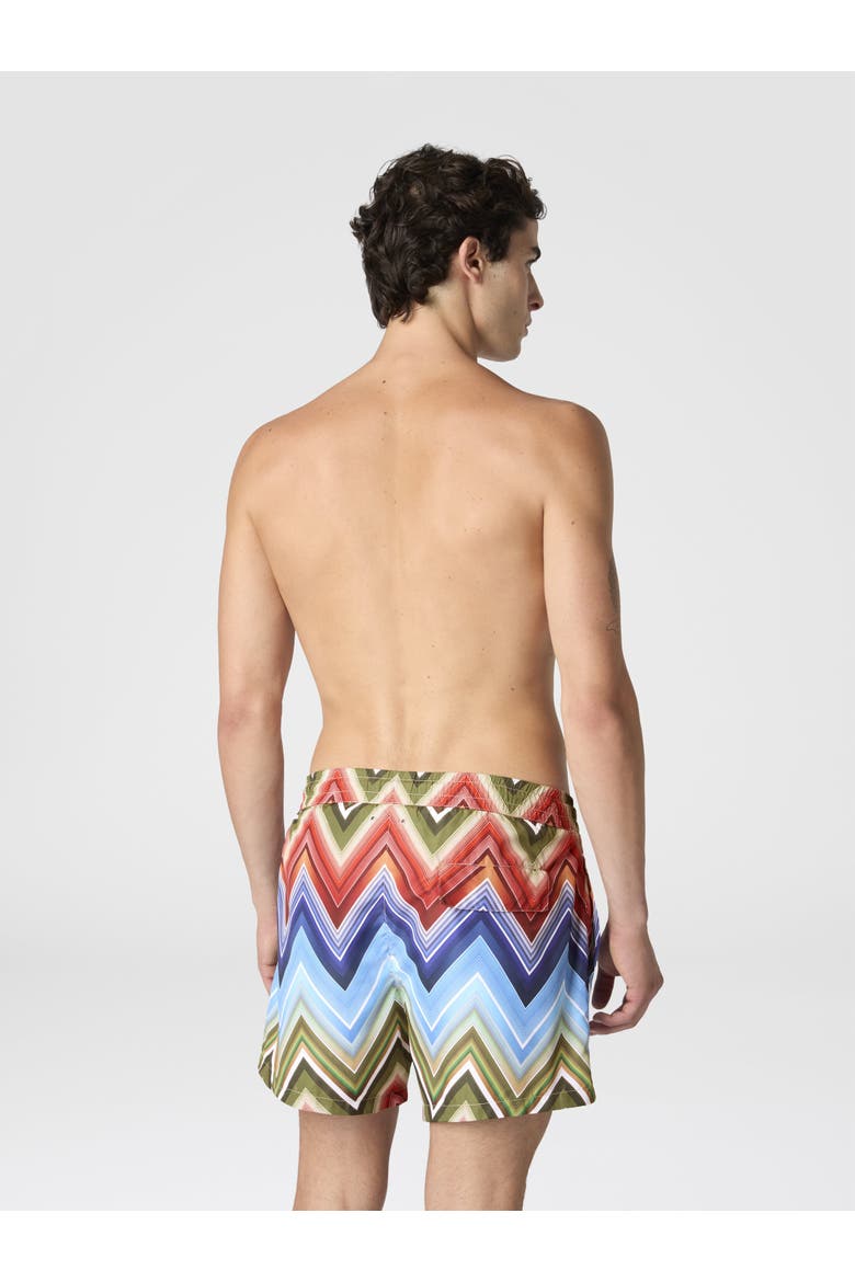 Mid-length Swim Shorts With Macro Zigzag Print, Alternate, color, Multicoloured