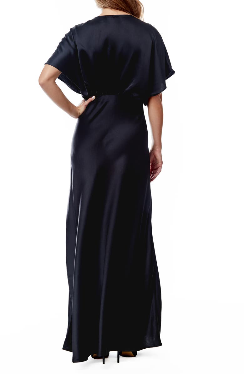 BY DESIGN Paige Dolman Sleeve Satin Dress, Alternate, color, Black
