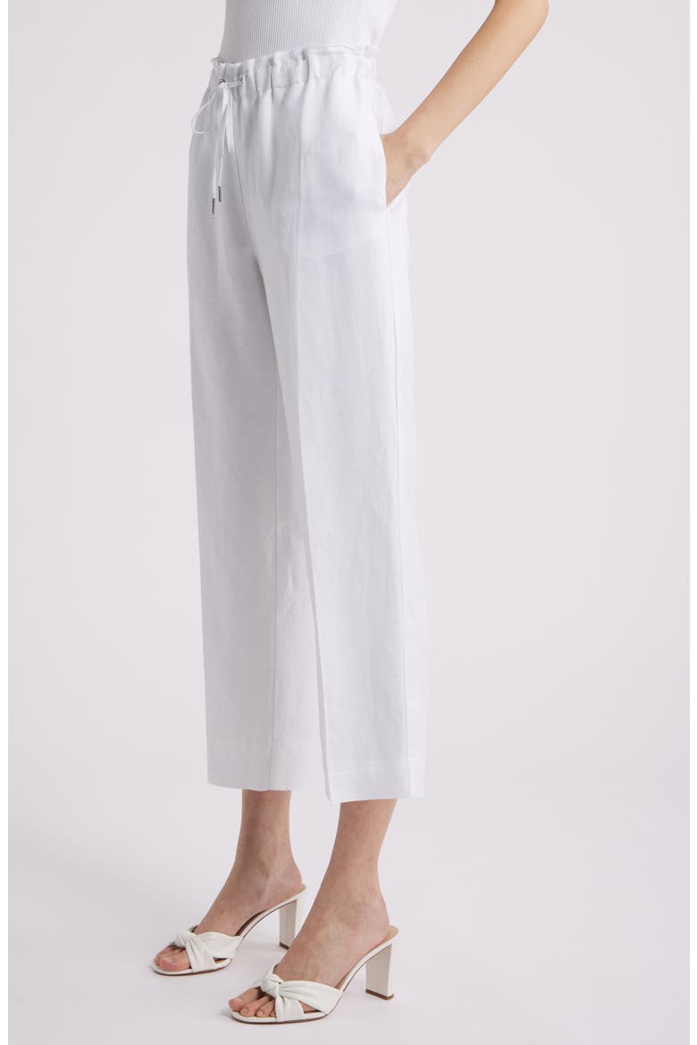 Linen Blend Drawstring Pants, Alternate, color, CRISP WHITE