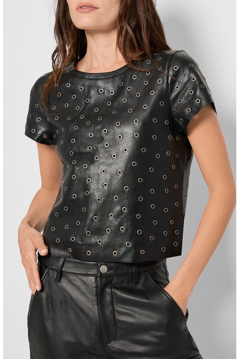 Jude Recycled Leather Tee, Main, color, Black