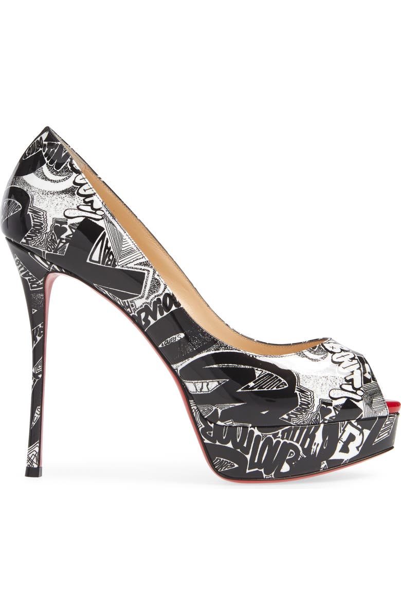 Christian Louboutin Fetish Graffiti Peep Toe Platform Pump, Alternate, color,