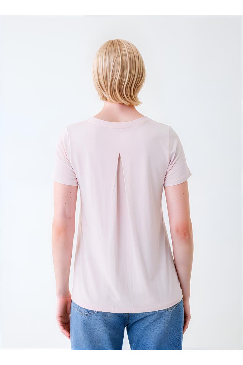 Soft Touch Short Sleeve T-Shirt with Pleated Back, Alternate, color, PETALE
