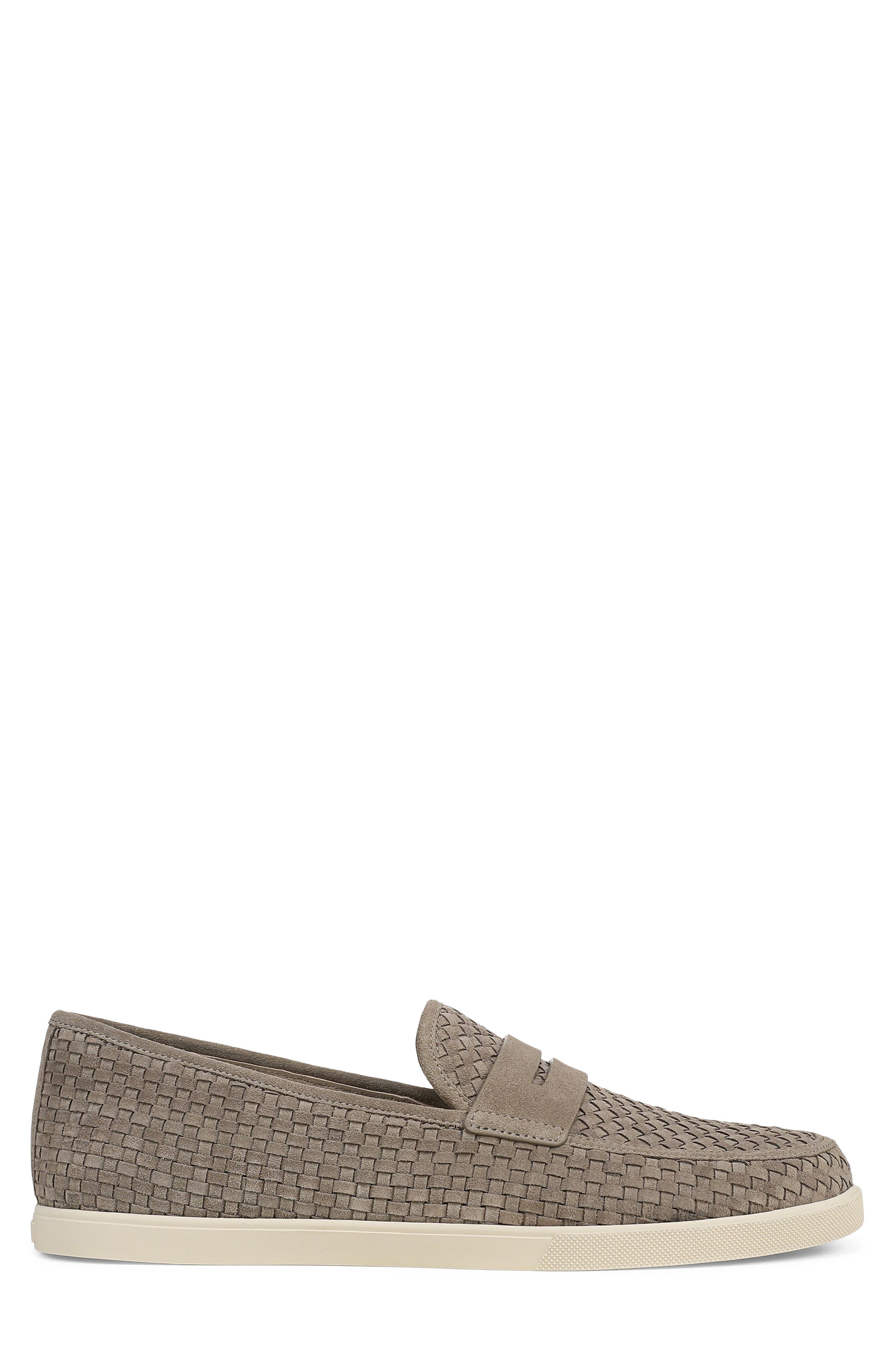 Vince Santino Woven Suede Penny Loafer, Alternate, color, Flint