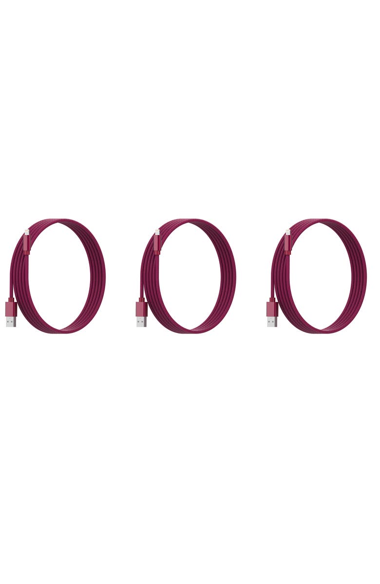 The Posh Tech 3-Pack MFI Lightning Cables, Main, color, Red