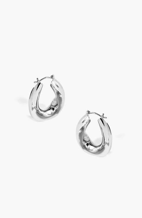 Falin Midi Chubby Hoop Earrings in Silver