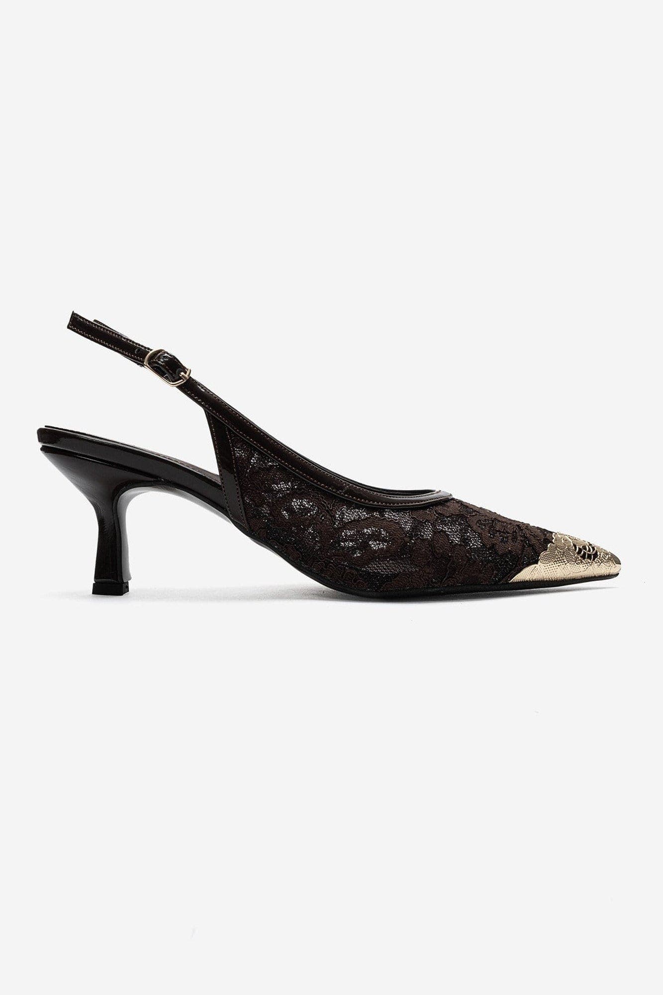 Clem Lace Slingback Pump, Alternate, color, Brown