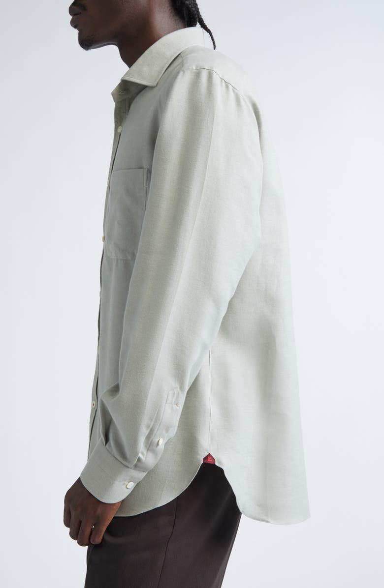 ISAIA Cotton & Silk Button-Up Shirt, Alternate, color, Green