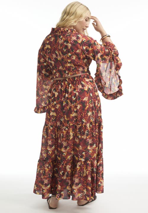 June + Vie Tiered Printed Maxi Skirt