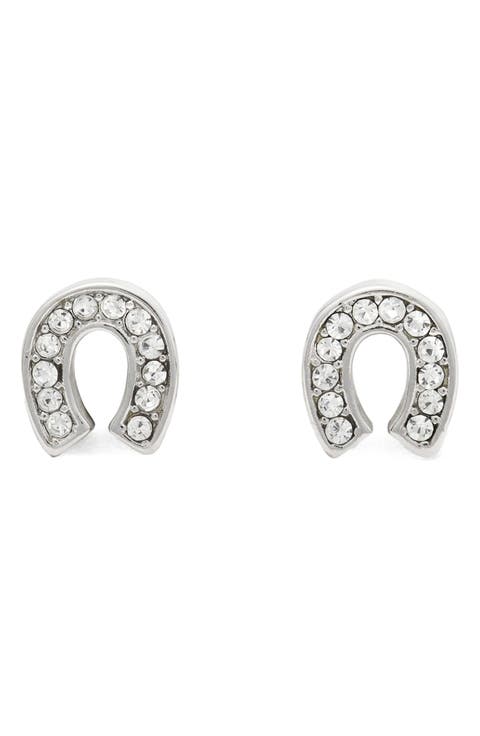 pavé horseshoe stud earrings