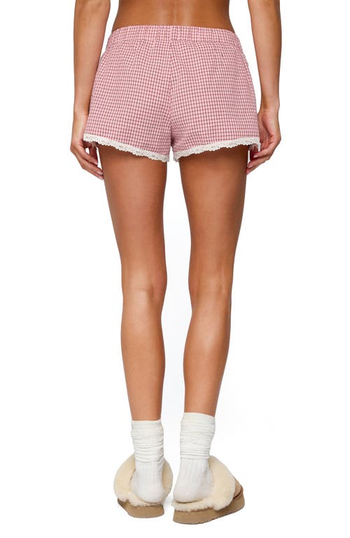 Shop Edikted Vaughn Plaid Lace Trim Shorts
