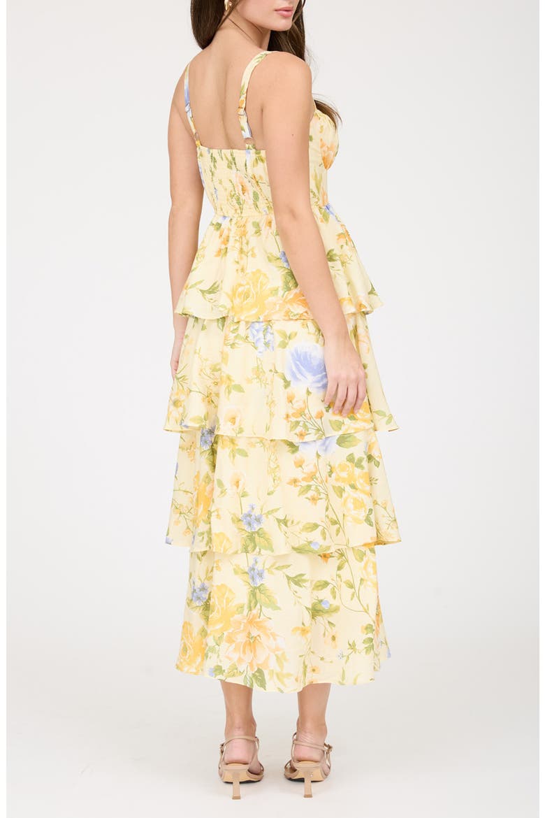 Floral Tiered Dress, Alternate, color, BUTTER YELLOW MULTI