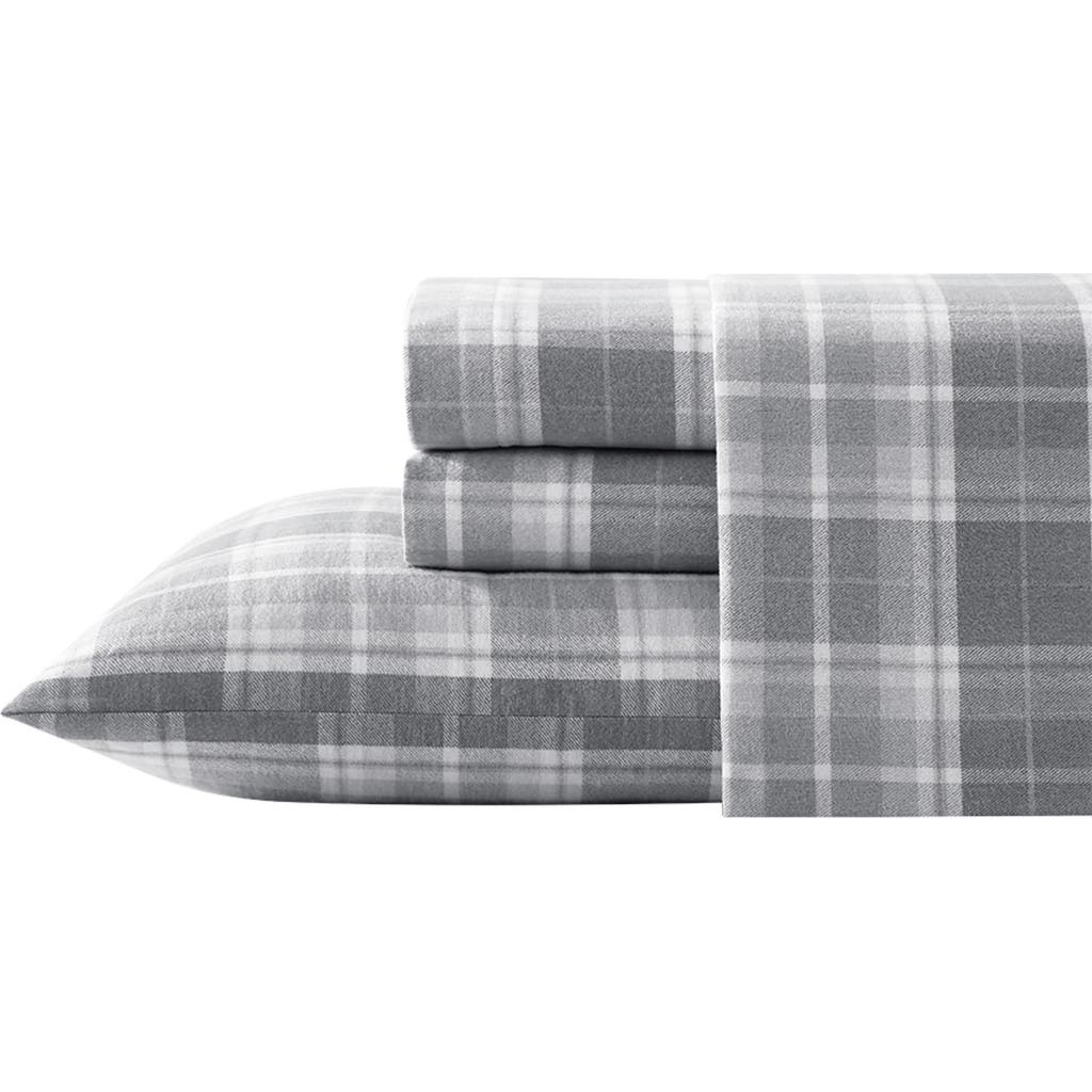 Laura Ashley Mulholland Plaid Cotton Flannel Sheet Set In Grey