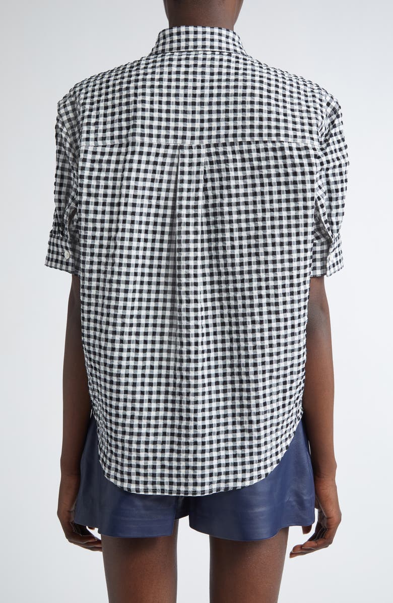 Marni Gingham Seersucker Button-Up Shirt, Alternate, color,