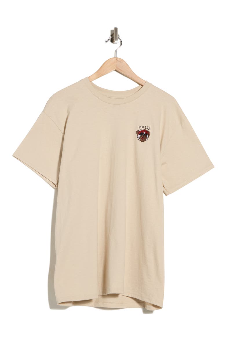 Pug Life Embroidered Tee, Alternate, color, CREAM