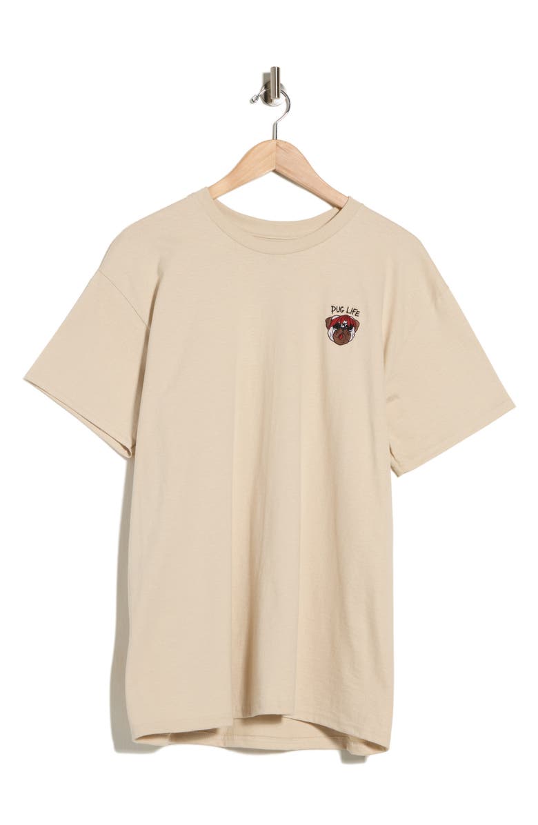 RIOT SOCIETY Pug Life Embroidered Tee, Main, color, Cream
