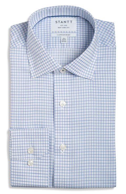 Contemporary Fit Check Wrinkle Resistant Cotton Dress Shirt (Regular, Big & Tall)