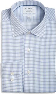 Stantt Contemporary Fit Check Wrinkle Resistant Cotton Dress Shirt