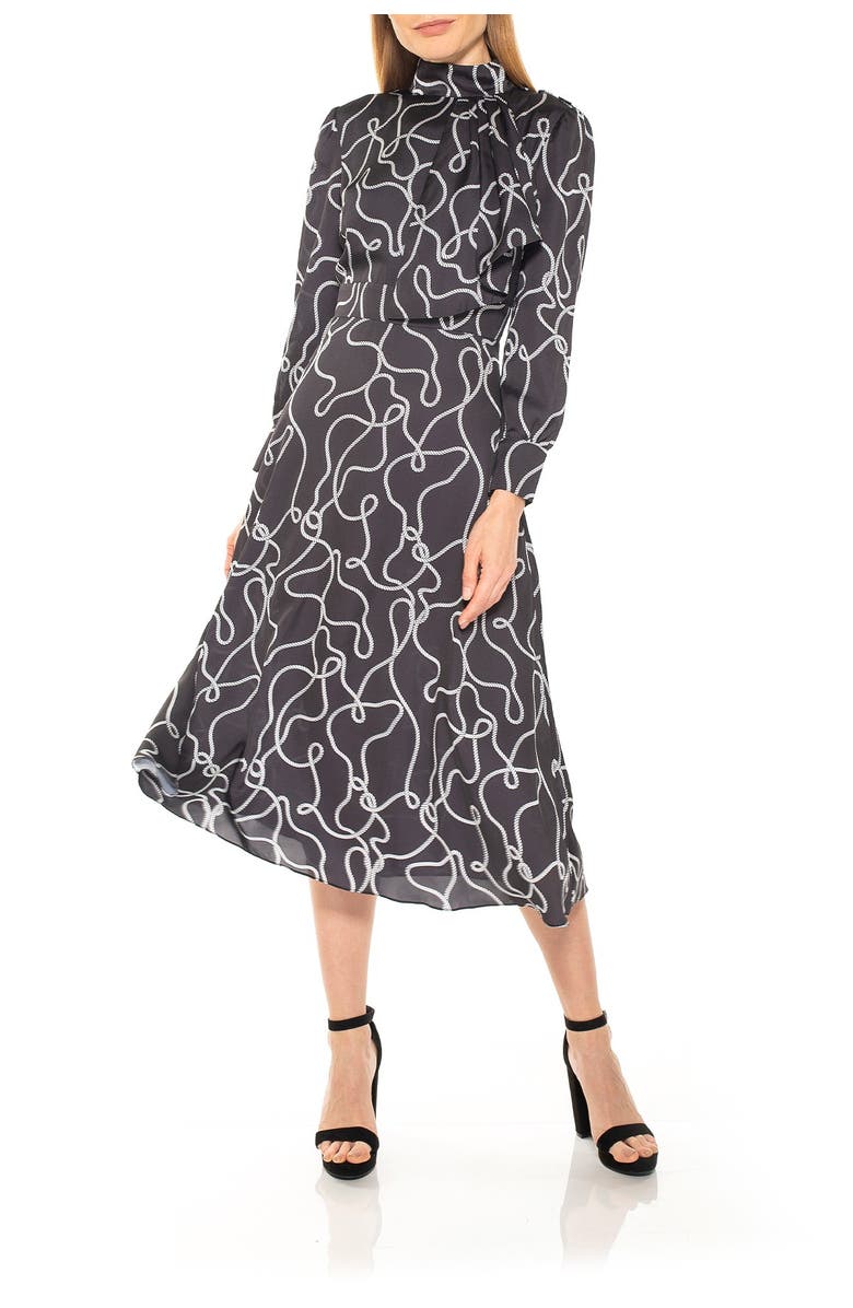 Alexia Admor Mock Neck Long Sleeve Satin Midi Dress, Alternate, color,