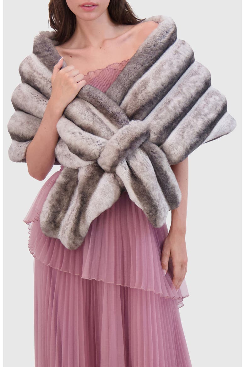 Fur-Free Chinchilla (Faux Fur) Horizontal Stole, Main, color, GRAY CHINCH
