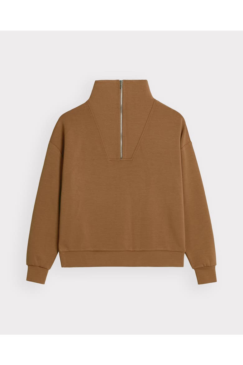 1/4 Zip Soft Feel Sweatshirt, Alternate, color, Coffee