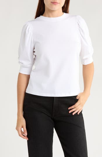 Frame The Frankie Puff Sleeve T-shirt In White