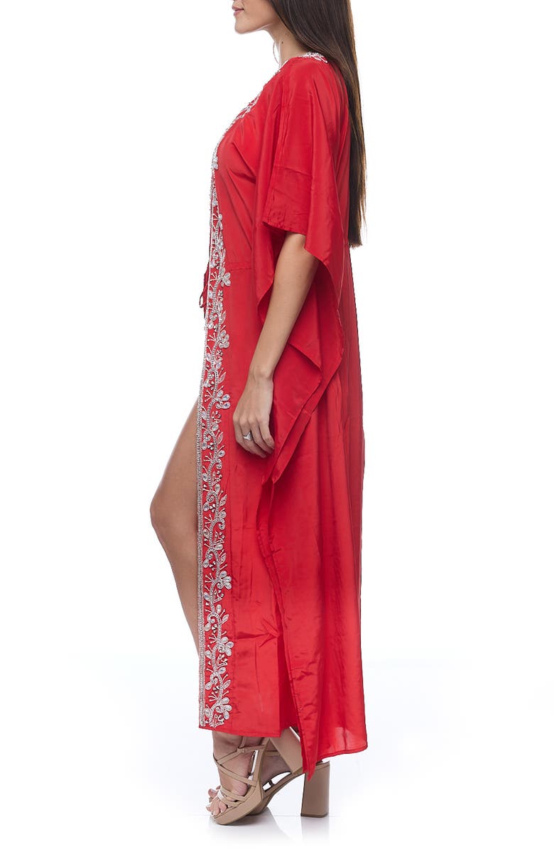 RANEES Embellished Longline Duster, Alternate, color, Red