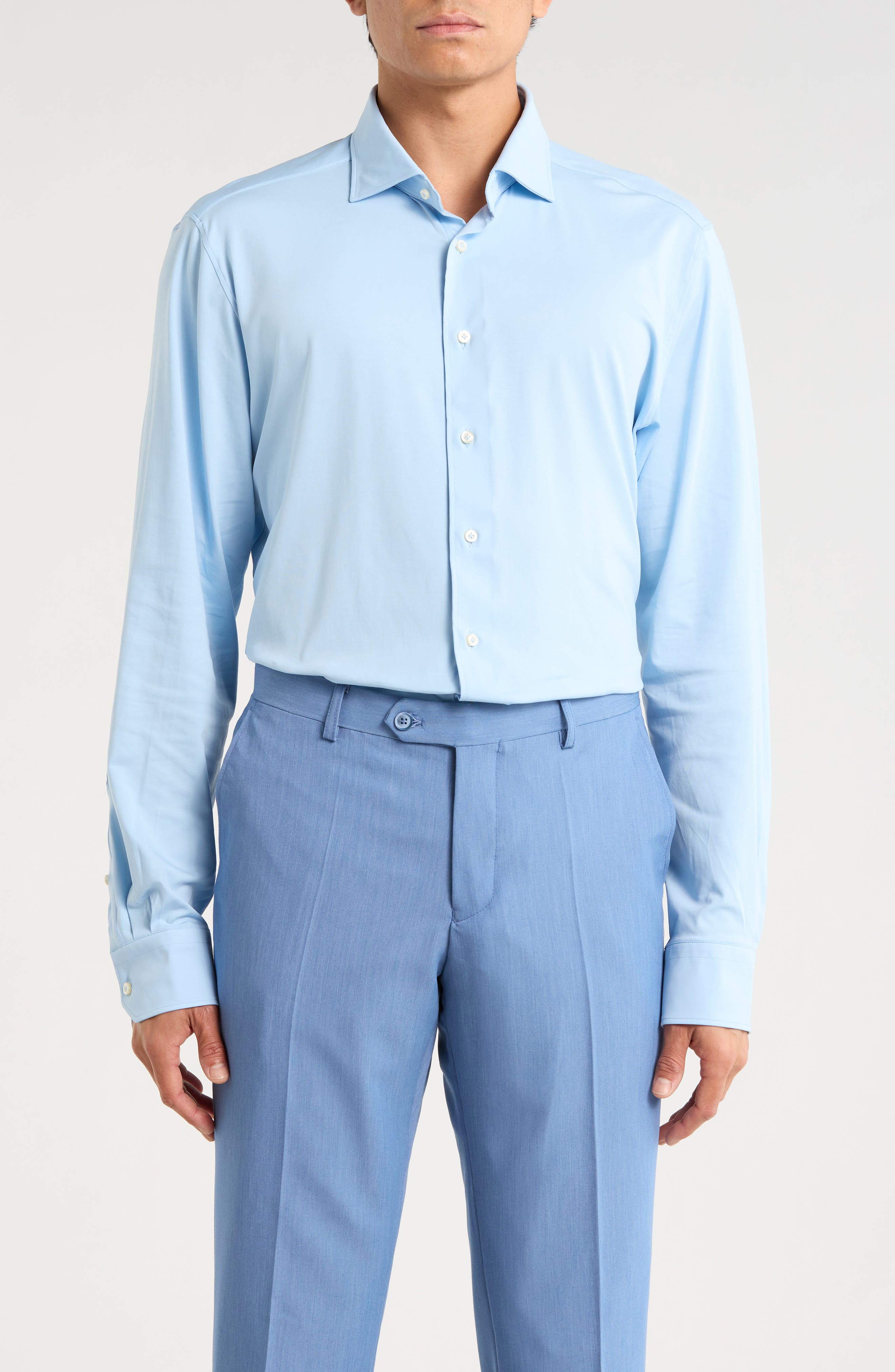 Emanuel Berg Modern Fit 4Flex Stretch Knit Button-Up Shirt