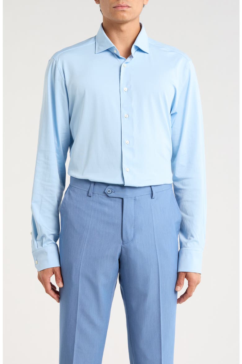 Modern Fit 4Flex Stretch Knit Button-Up Shirt, Main, color, LIGHT PASTEL BLUE