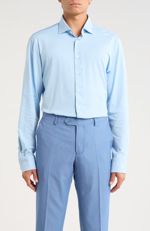 Modern Fit 4Flex Stretch Knit Button-Up Shirt