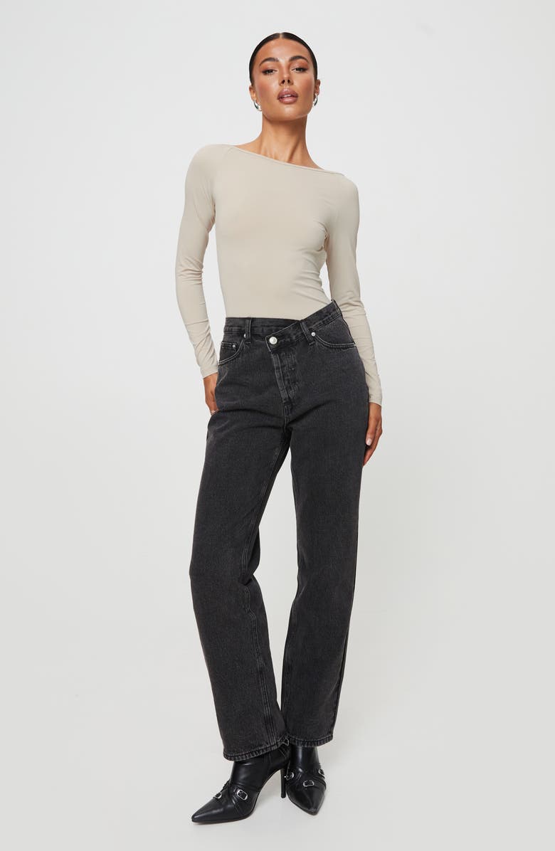 Princess Polly Gatewood Back Cutout Long Sleeve Bodysuit, Alternate, color, 