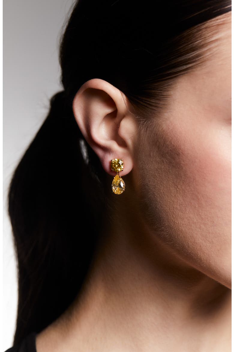 Maiden Cubic Zirconia Drop Earrings, Alternate, color, GOLD/ YELLOW
