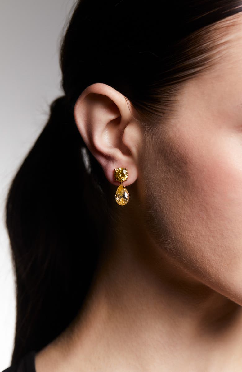 Nadri Maiden Cubic Zirconia Drop Earrings, Alternate, color, Gold/ Yellow