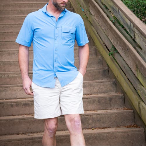 Mountain Khakis Stretch Poplin Deck Short In Blue