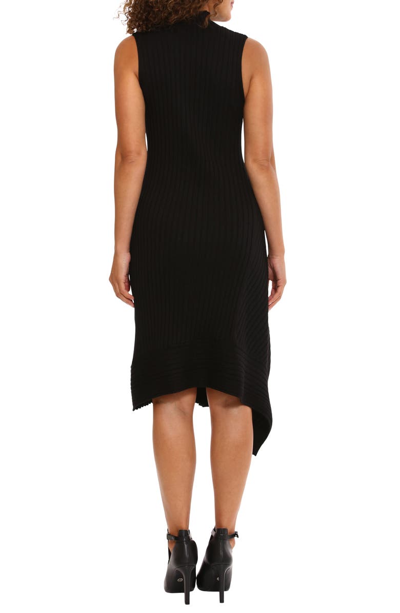 London Times Mock Neck Asymmetric Hem Sweater Dress, Alternate, color, Black