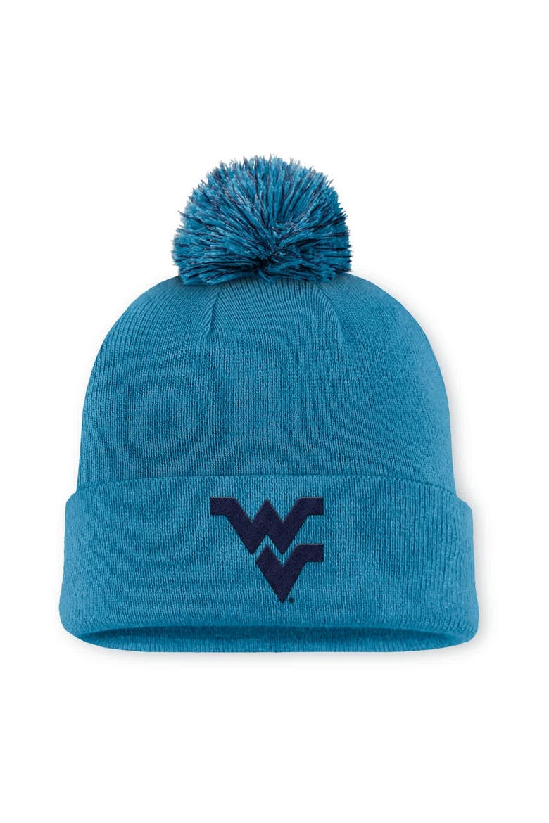 Men's Nike Turquoise West Virginia Mountaineers Primetime Peak Campus Cuffed Knit Hat with Pom, Main, color, Turquoise