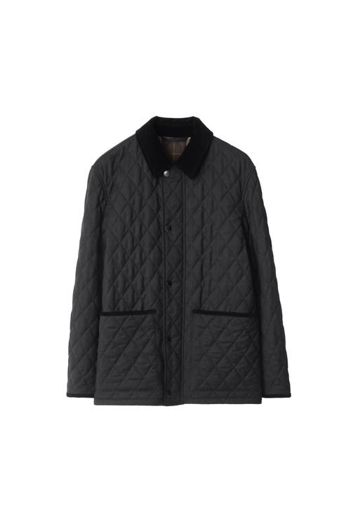 Burberry Quilted Wool Barn Jacket In Black