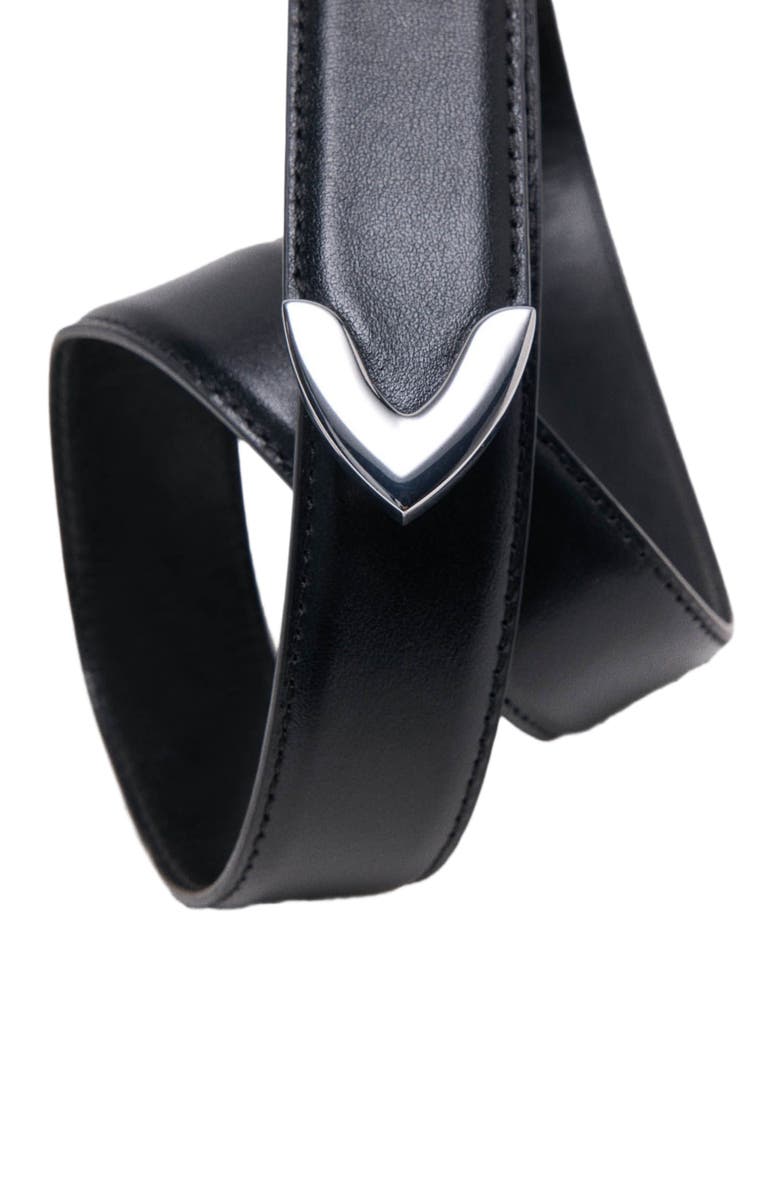 maje Smooth leather belt, Alternate, color, Black