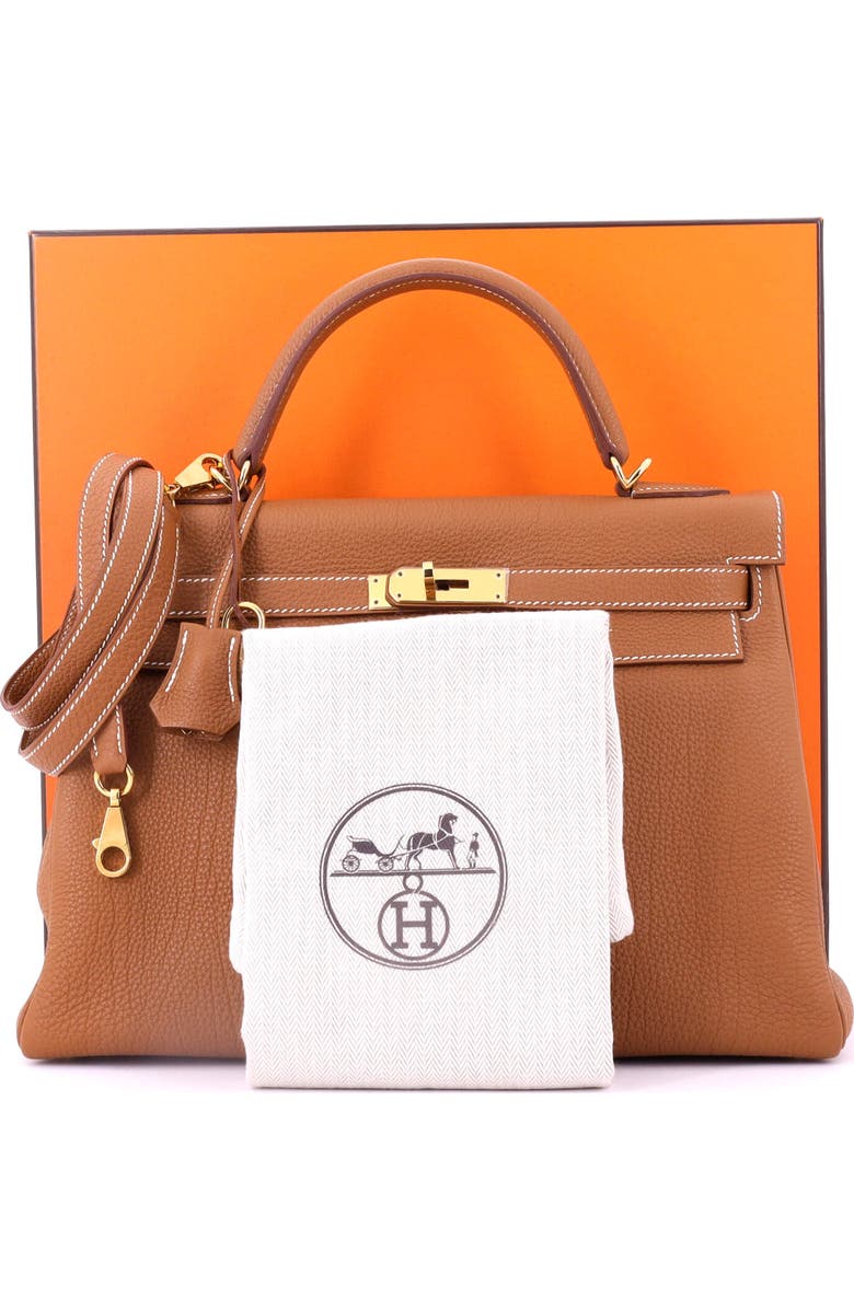 Pre-Owned Hermes Kelly Handbag Brown Togo with Gold Hardware 32, Alternate, color, Gold