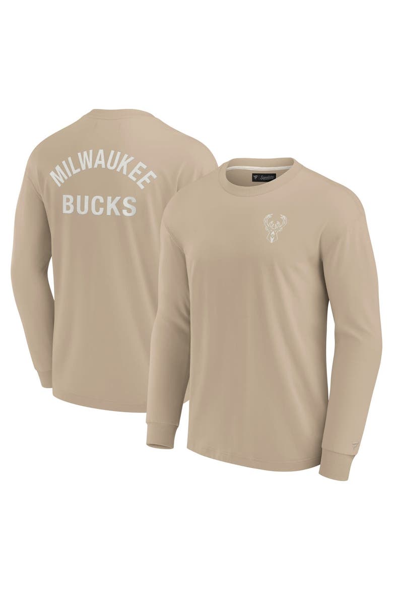 Unisex Fanatics Signature Khaki Milwaukee Bucks Elements Super Soft Long Sleeve T-Shirt, Main, color, Khaki