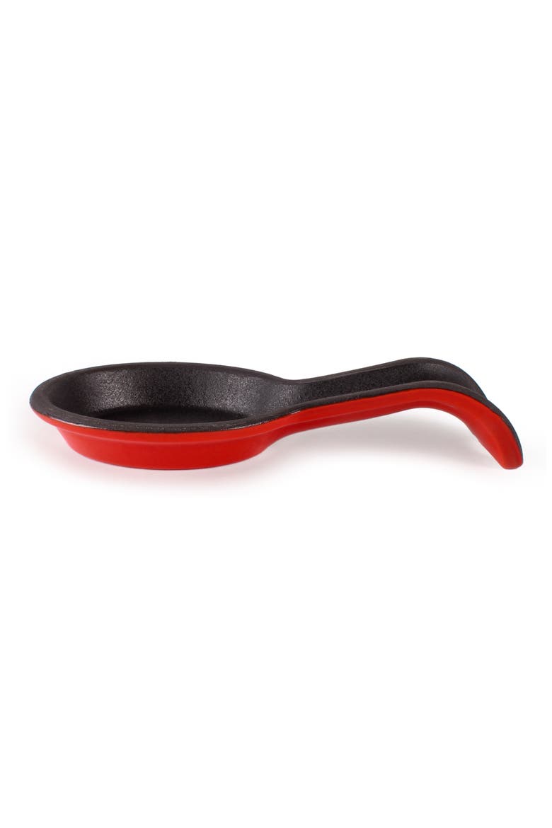 2-Piece Cast Iron Spoon Rest & Steak Press Set, Alternate, color, RED