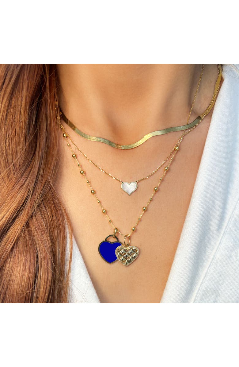 The Lovery Fine Jewelry Lapis Heart Padlock Charm, Alternate, color, Lapis