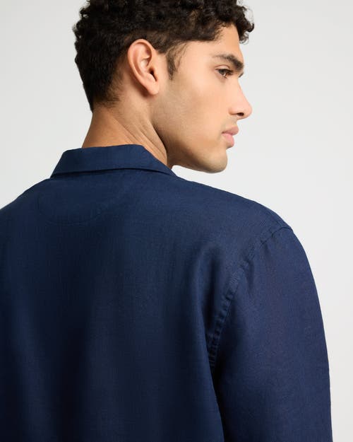 Onia Linen Long Sleeve Popover Shirt In Animal Print