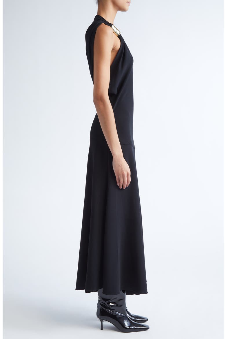 Rue Asymmetric Matte Crepe Dress, Alternate, color, BLACK