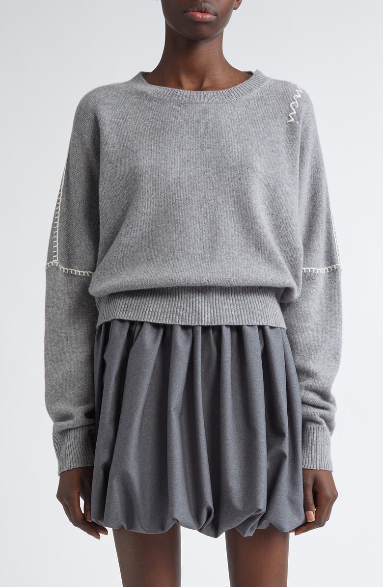 Marni Logo Embroidered Wool & Cashmere Sweater, Main, color, 