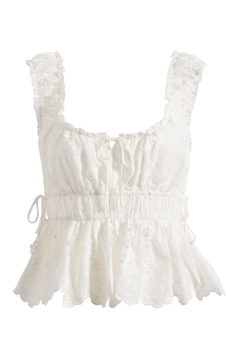 Side Tie Embroidered Cotton Eyelet Top, Alternate, color, IVORY