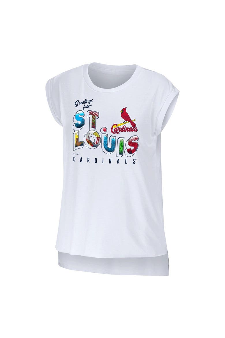 Women's WEAR by Erin Andrews White St. Louis Cardinals Greetings From T-Shirt, Alternate, color, White