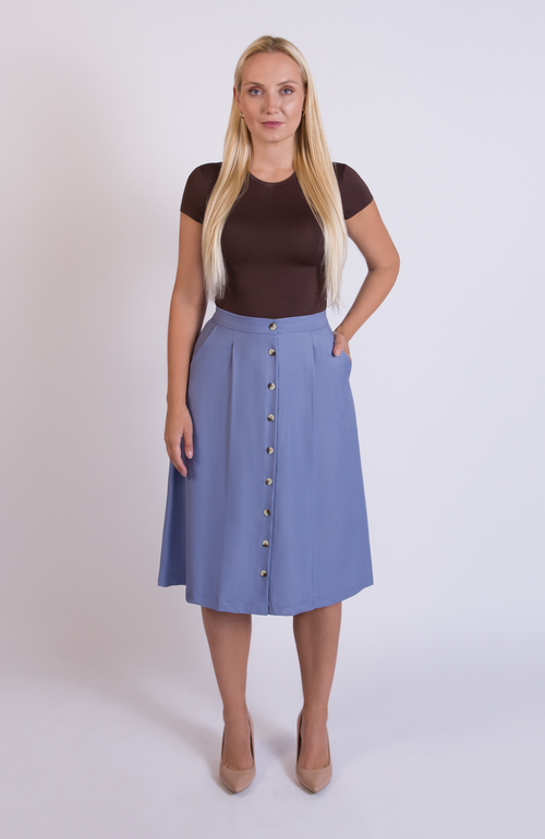 Aam The Label The Wool Midi Skirt In Blue