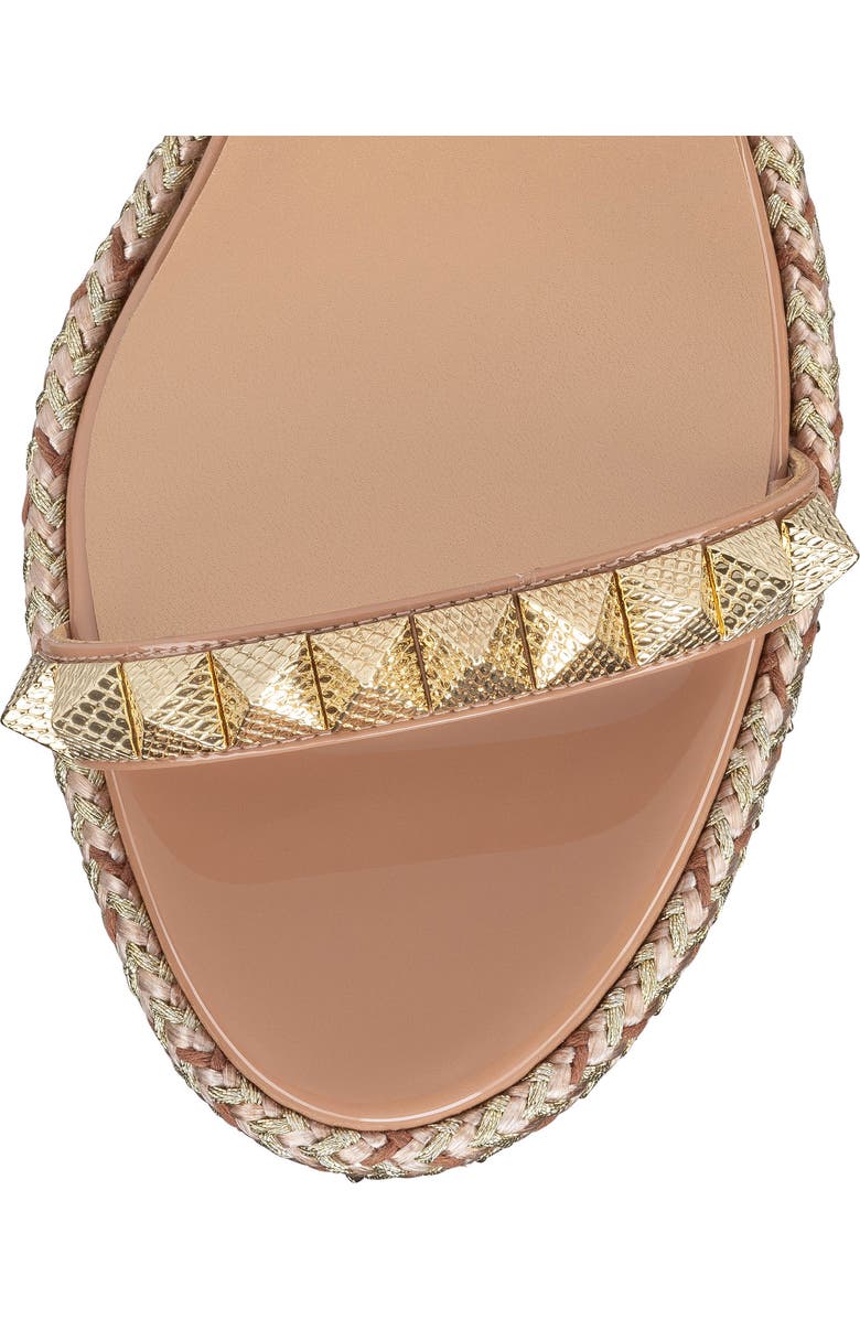 Christian Louboutin Pyraclou Glitter Espadrille Wedge Sandal, Alternate, color, N295 Blush/Lin Blush
