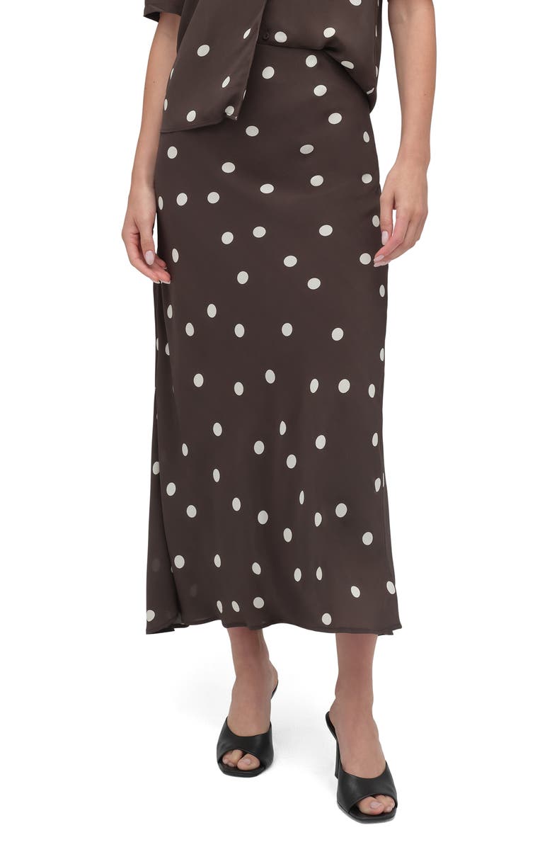 Favorite Daughter The Favorite Midi Skirt, Main, color, Espresso Polka Dot