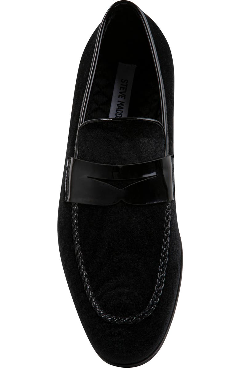 Steve Madden Crescent Velvet Penny Loafer, Alternate, color, Black Velvet